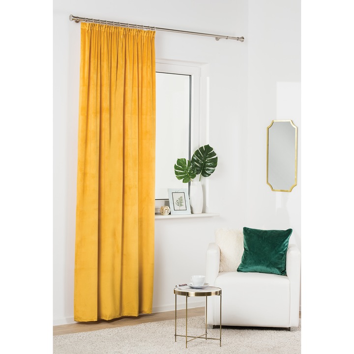 Draperie cu rejansa Velutto Splendid, 140x260 cm, poliester 100%, mustar