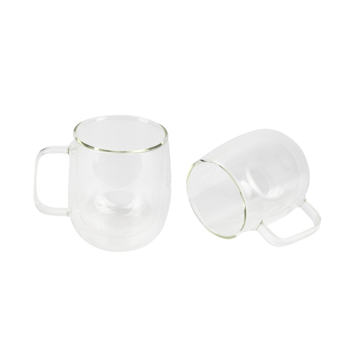 Bergner Coffe&Tea bögre készlet, boroszilikát üveg, 400 ml, 2 db