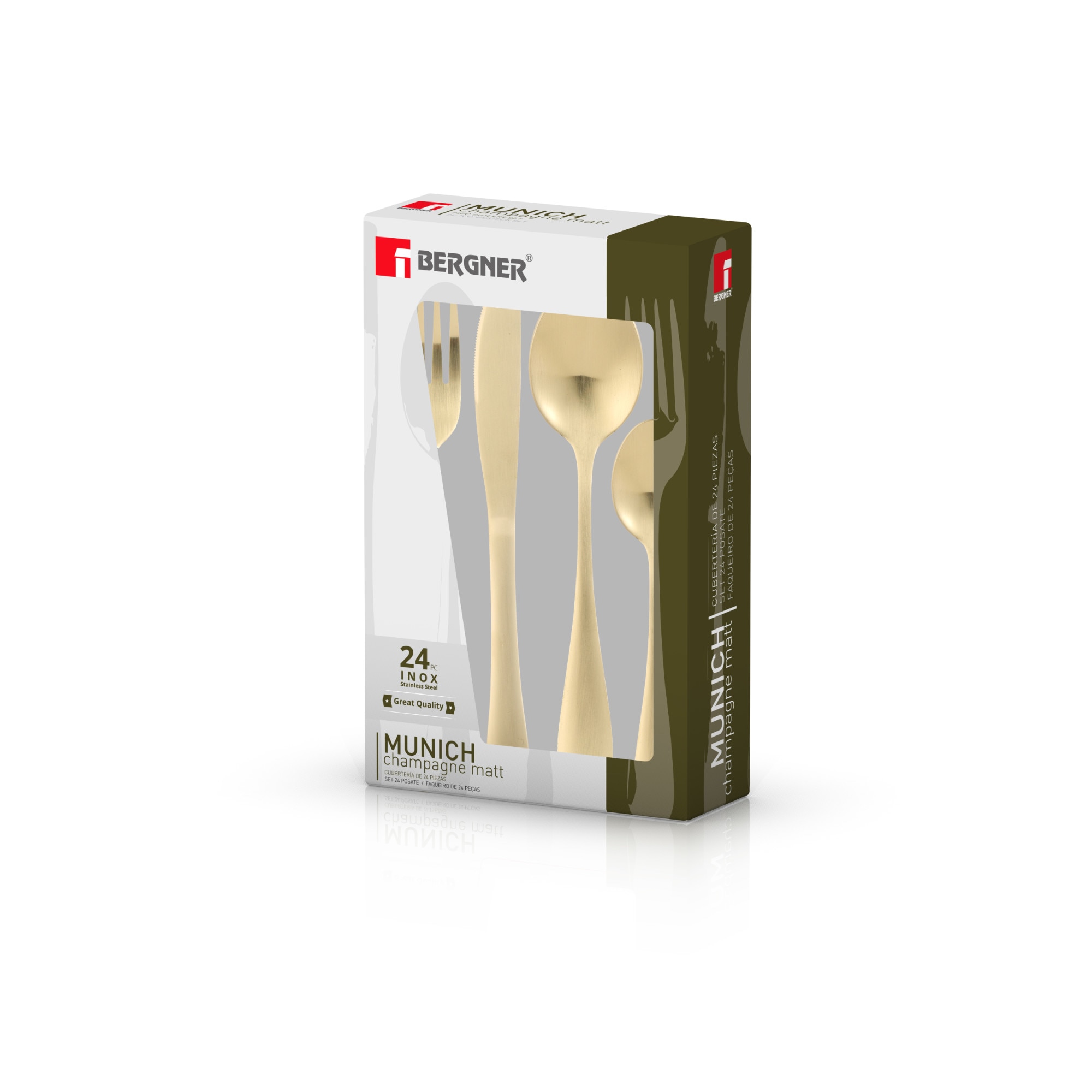 Комплект 24 прибора за хранене Bergner Munich, Неръждаема стомана ...
