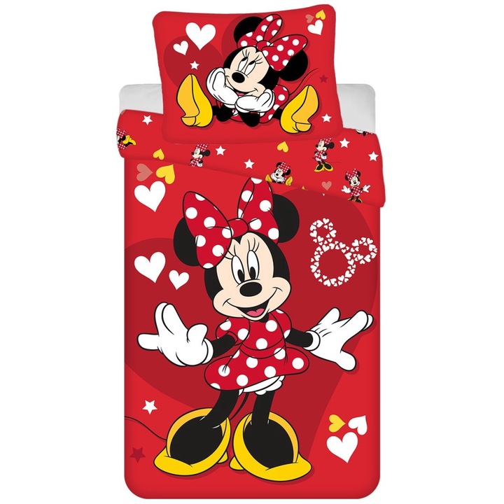 Husa de pat Disney Minnie love stars 140x200cm 70x90cm