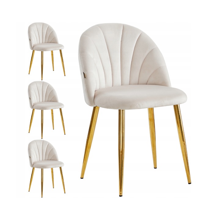 Set 4 scaune tapitate, Royal, Viking, 48 x 44 x 78 cm, bej