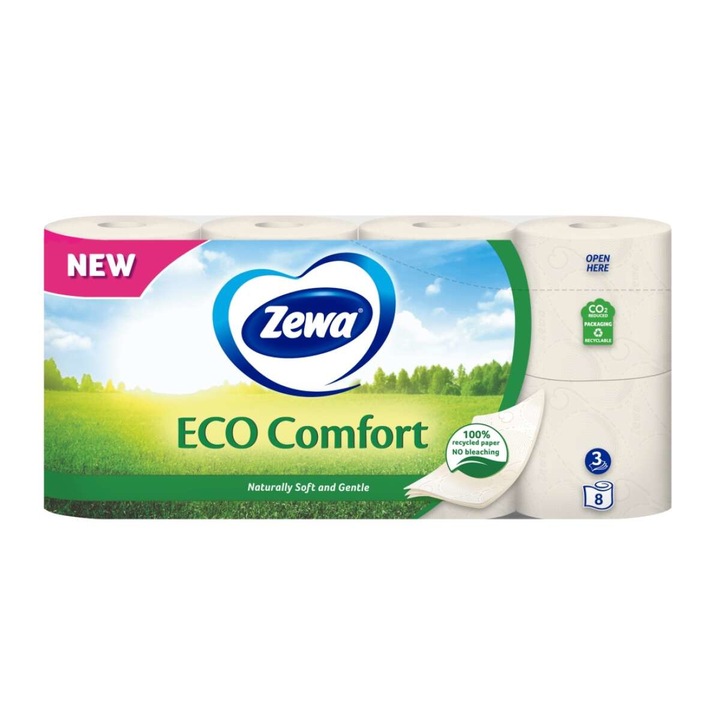 Toalettpapír, Zewa Eco Comfort 8 Rolls, 3 rétegű