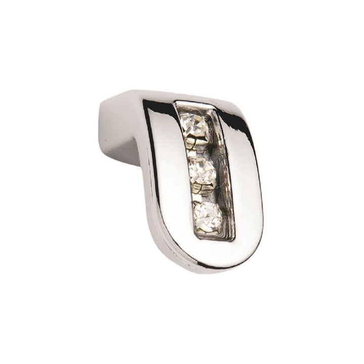 Bútor gomb, fém, mintával, OZS, No. 1020, króm