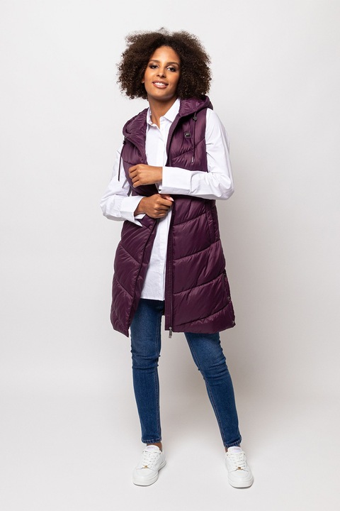 Heavy Tools, Vesta lunga cu vatelina Wilna, Violet aubergine, L
