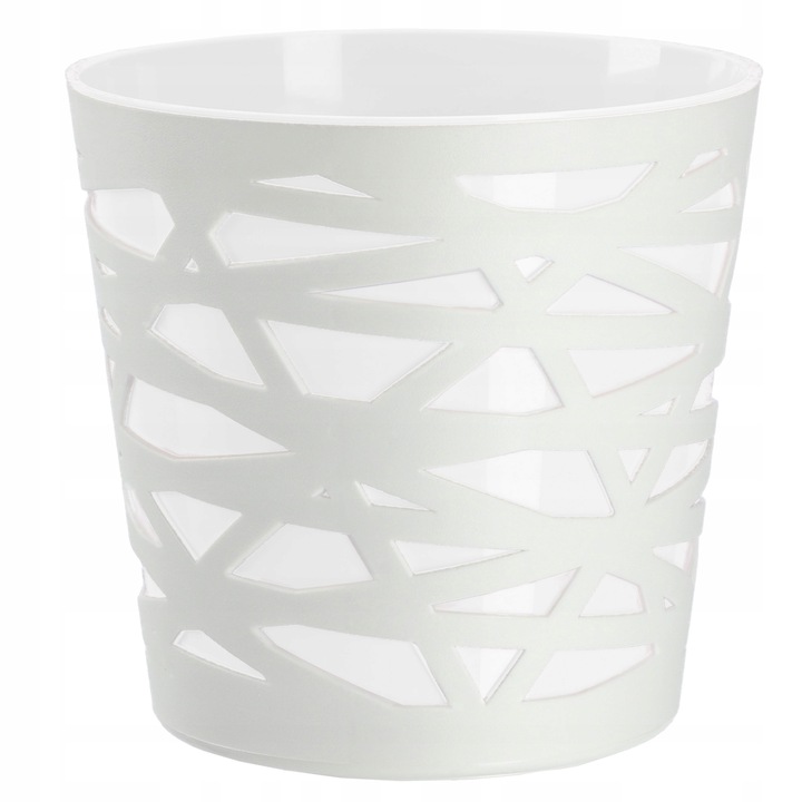 Ghiveci flori, Kadax, Plastic, 17cm, Alb