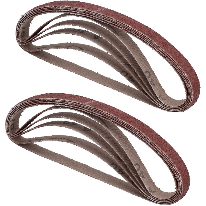 10 darabos folytonos csiszolószalag-készlet, szalagcsiszoló adapterhez, szemcseméret P80, 255x20 mm, Onuvio®