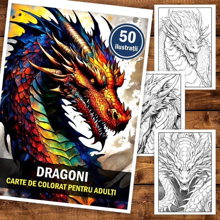 Kifestőkönyv felnőtteknek, 50 illusztráció, Sárkányok, 106 oldal