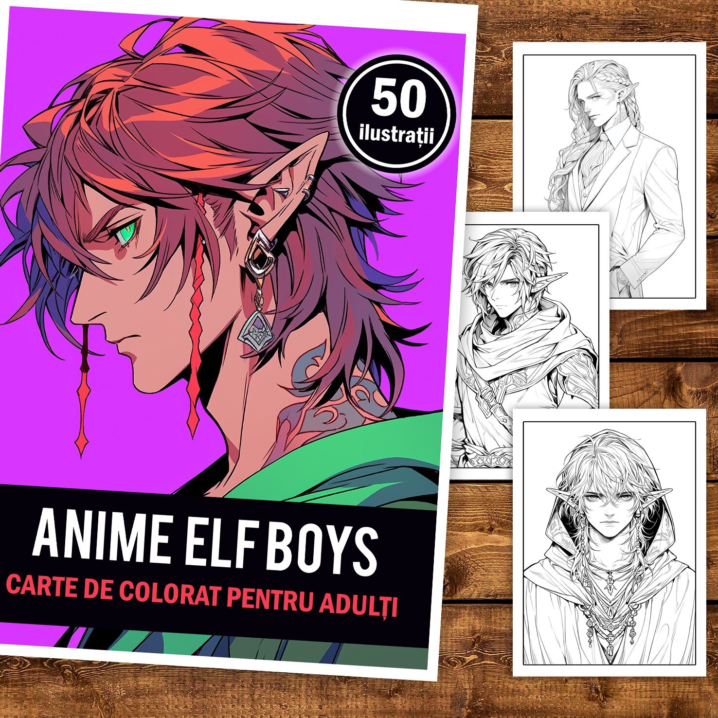 Kifestőkönyv, 50 illusztráció, Anime Elf Boys, 106 oldal - eMAG.hu