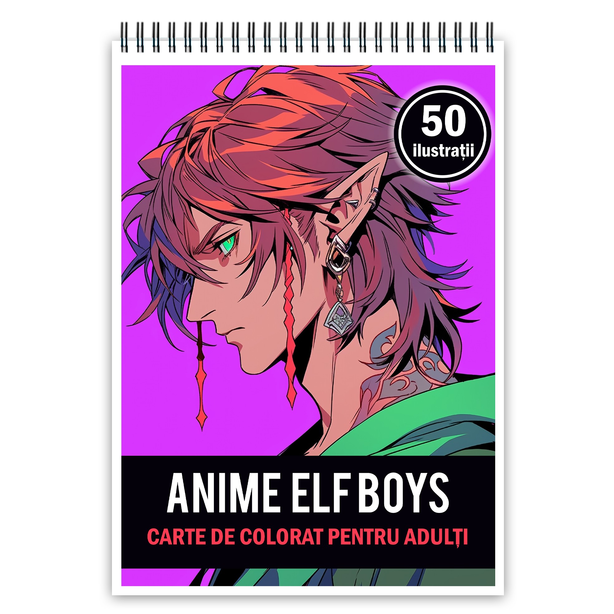 Carte de colorat pentru adulti, 50 de ilustratii, Anime Elf Boys, 106  pagini - eMAG.ro