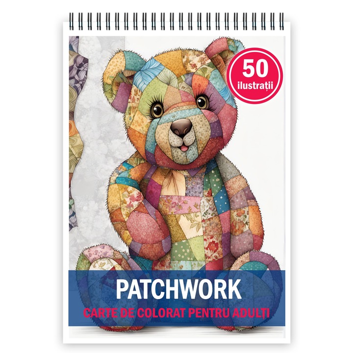 Carte de colorat pentru adulti, 50 de ilustratii, Patchwork, 106 pagini