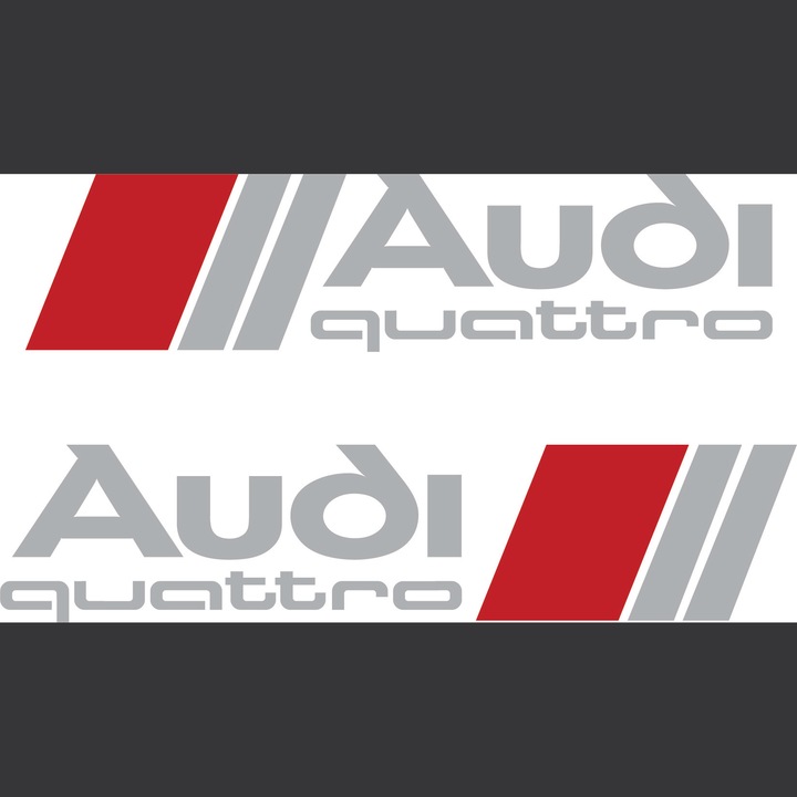 Set 2 Stickere Audi Quattro laterale . Alb, 40 cm x 10 cm