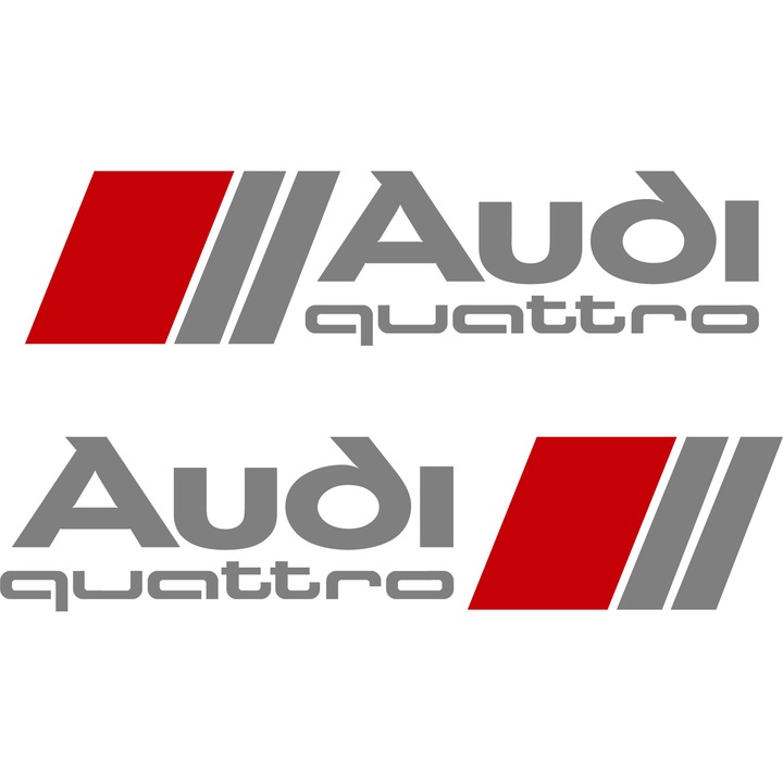 2 db Audi Quattro oldalsó matrica készlet. Ezüst, 40 cm x 10 cm