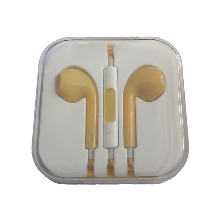 Casti In-Ear TGNGEY cu Microfon, Control pe Fir, Stereo, Conector Jack 3.5mm, Galbene
