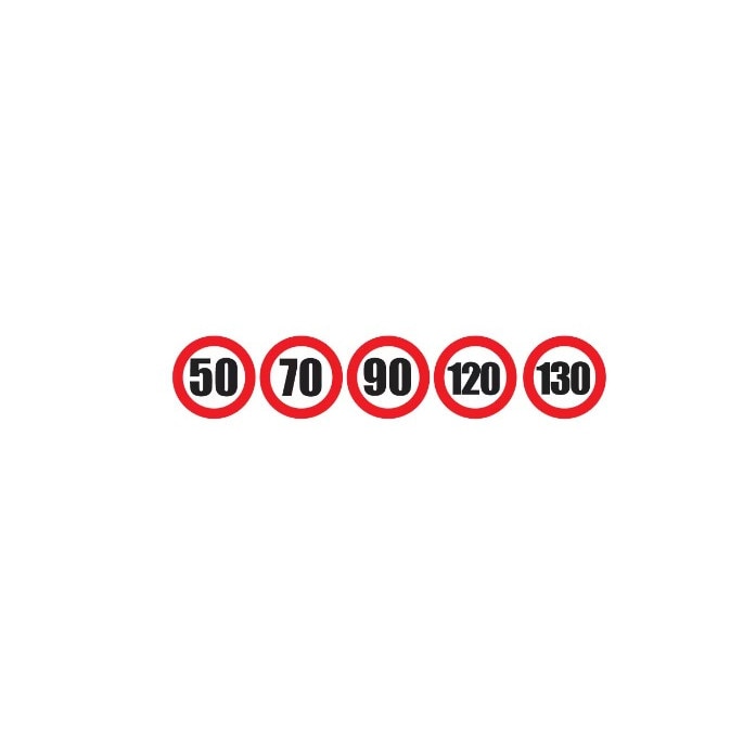 Комплект стикери ограничение на скоростта 50Km/H 70Km/H 90Km/H 120Km/H ...