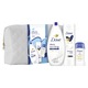 Set cadou Dove: Gel de dus Dove Deeply Nourishing 250ml + deodorant stick Dove Original 50ml + lotiune de corp Dove Essential Care 250ml + geanta cadou