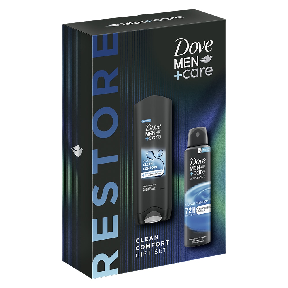Подаръчен комплект Dove Men+Care Clean Comfort: Душ гел Dove Men+Care ...