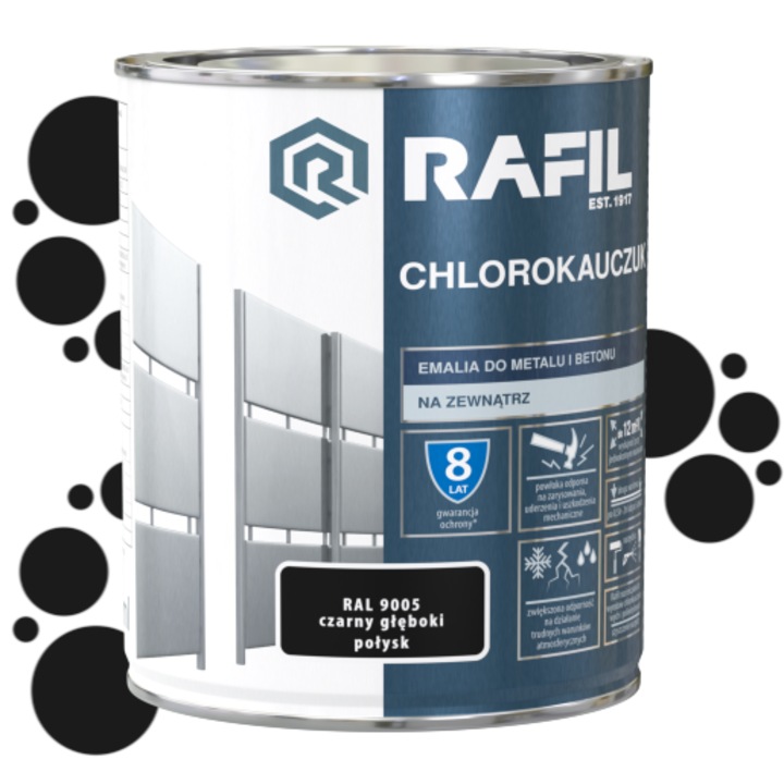Zománc, Rafil, 0,75 l, Mélyfekete RAL 9005