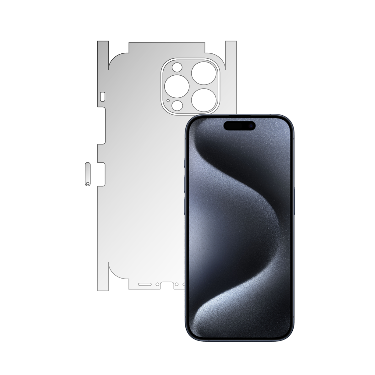 Folie Protectie Spate iSkinz AutoRegeneranta pentru Apple iPhone 15 Pro Max - Invisible Skinz UHD, 360 Cut, Siliconica Ultra-Clear pentru Carcasa Spate si Laterale, Skin Adeziv, Transparent