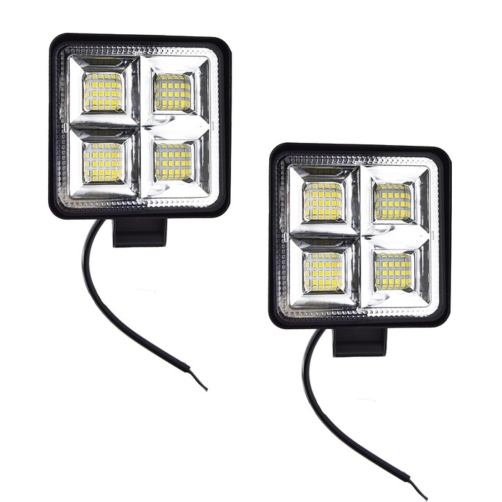 Set 2 Proiectoare auto LED, 64LED SMD, 100W, 4cm grosime