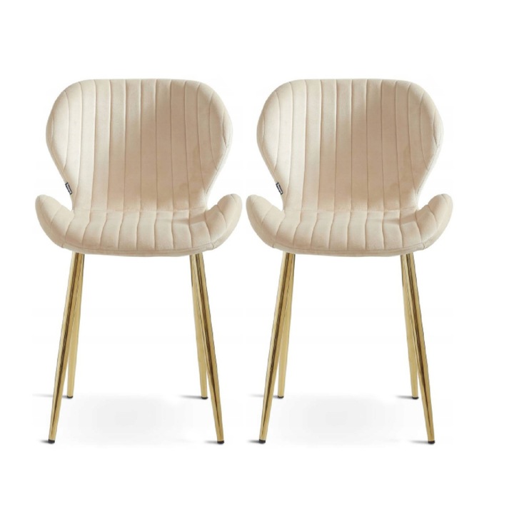 Set 2 scaune tapitate, Diana, Viking, 48 x 44 x 80 cm, bej