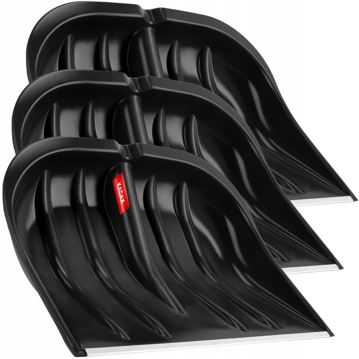 Lopata de zapada Kadax, set 3 bucati, 49x40,5cm, culoare neagra, material plastic cu incuietori din aluminiu