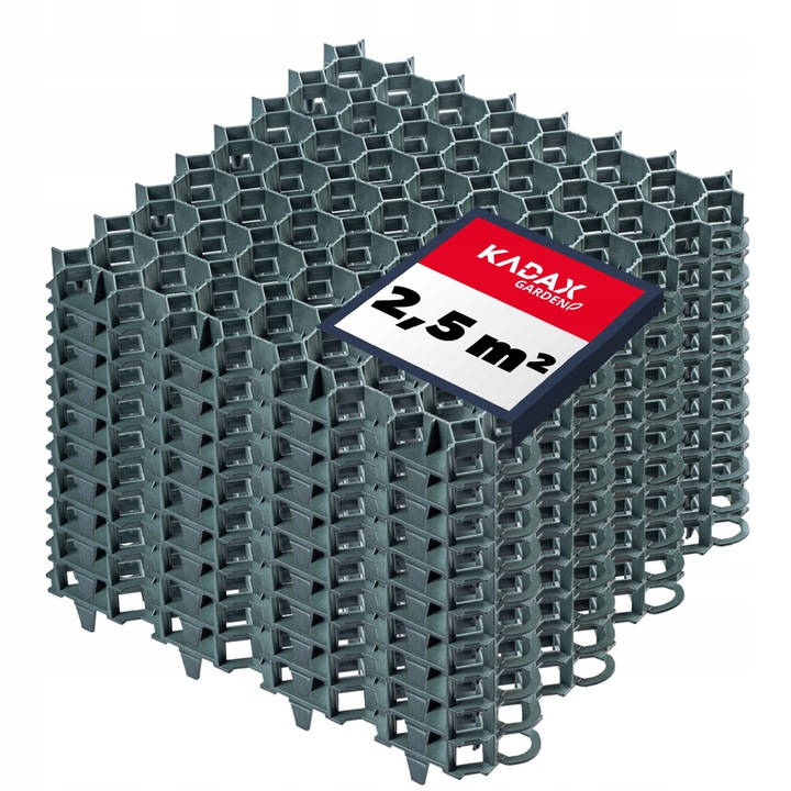 Set 10 pavele pentru gazon, Kadax, Plastic, Verde, 50x50cm