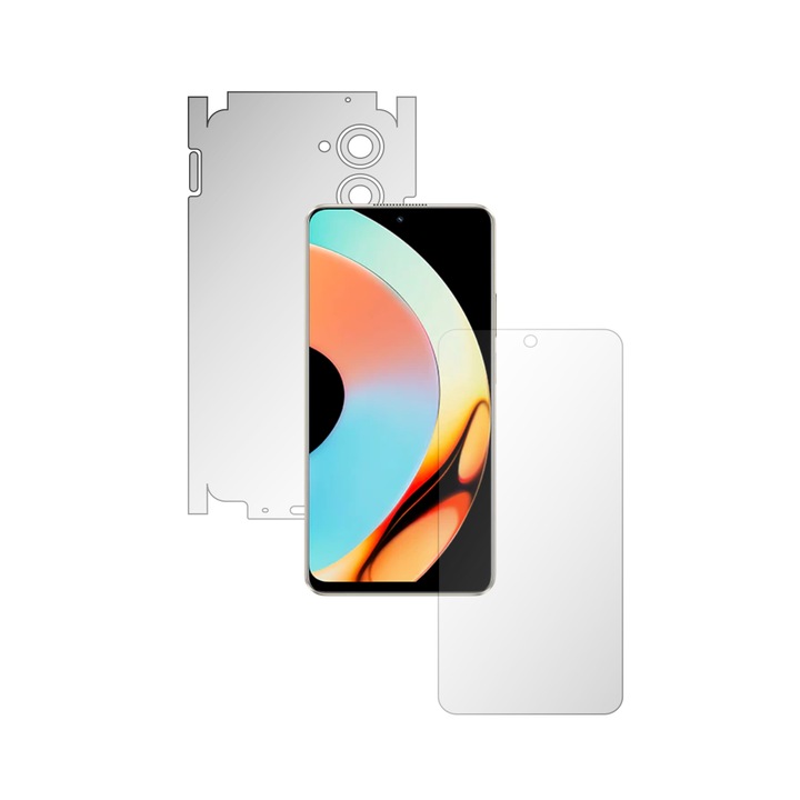 Teljes testű iSkinz önregeneráló fólia Realme 10 Pro 5G-hez – Láthatatlan Skinz UHD, 360 fokos vágás, ultratiszta szilikon képernyővédelem, hát- és oldalborítás, öntapadó bőr, átlátszó