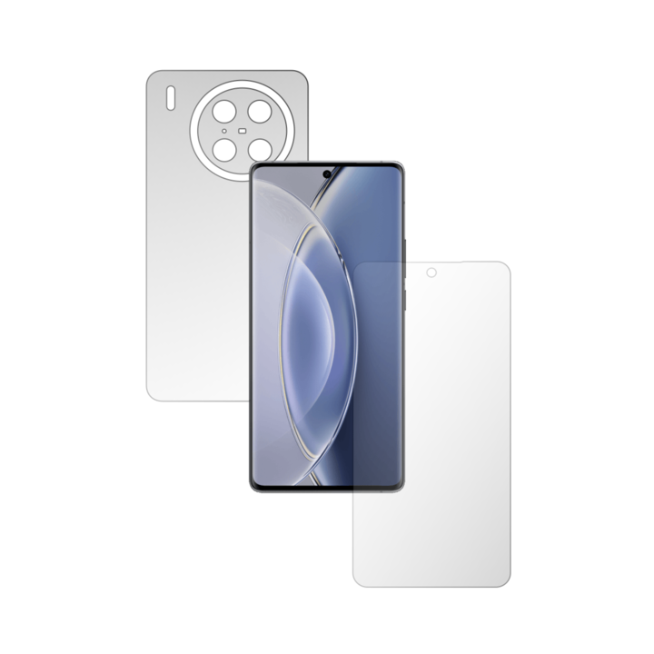 2X Folie24 teljes testet fedő képernyővédő készlet, Vivo X90 Pro-hoz, egyszerű fedés, képernyő + hátlap, 1 szett Ultra-clear + 1 szett matt, ragasztó, rugalmas, önregenerálódással