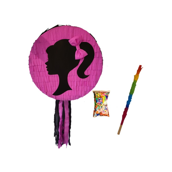 Pinata Barbie lány bottal és Pinastar konfettivel