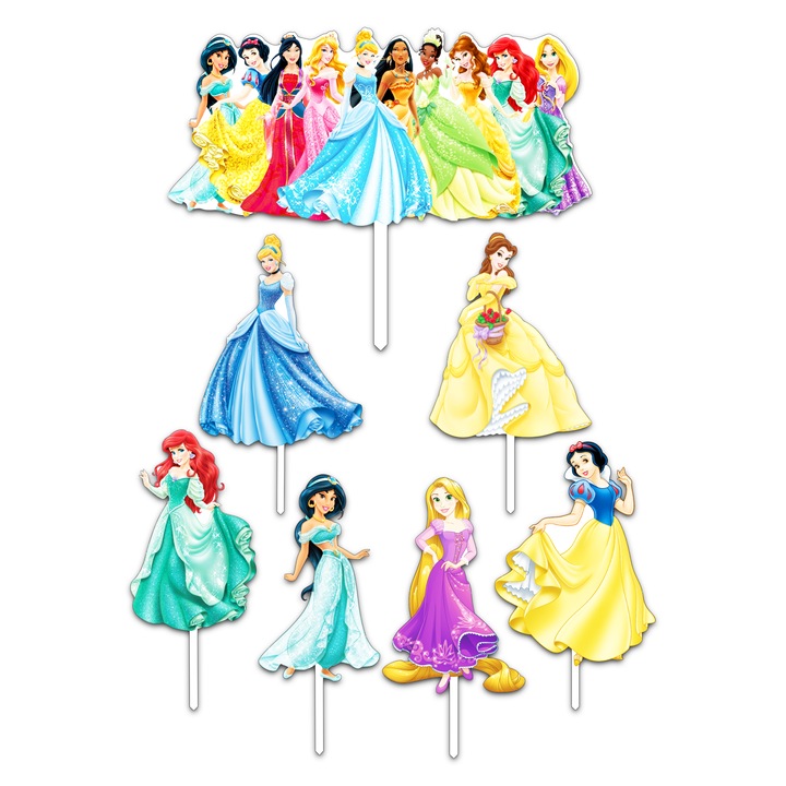 Set figurine tort Printesele Disney, Bloom Atelier, Placaj MDF
