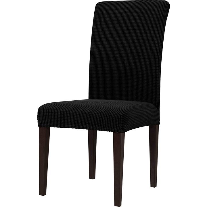 Husa pentru scaun GALAXIA®, elastica universala, Din Bumbac Embosat, Negru