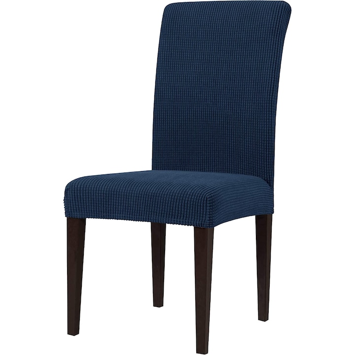 Husa pentru scaun GALAXIA®, elastica universala, Din Bumbac Embosat, Bleumarin