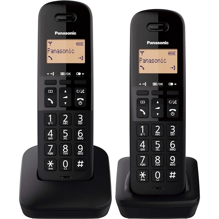 Telefon Panasonic Dect KX-TGB612FXB, Twin, 2 receptoare, Caller ID, Negru