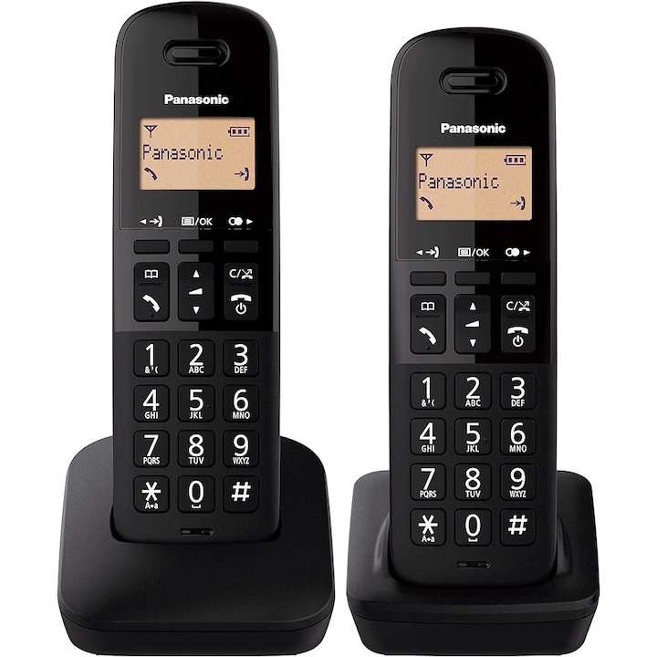 Panasonic Dect telefon KX-TGB612FXB, Twin, 2 vevőből álló készlet, Hívóazonosító, Fekete