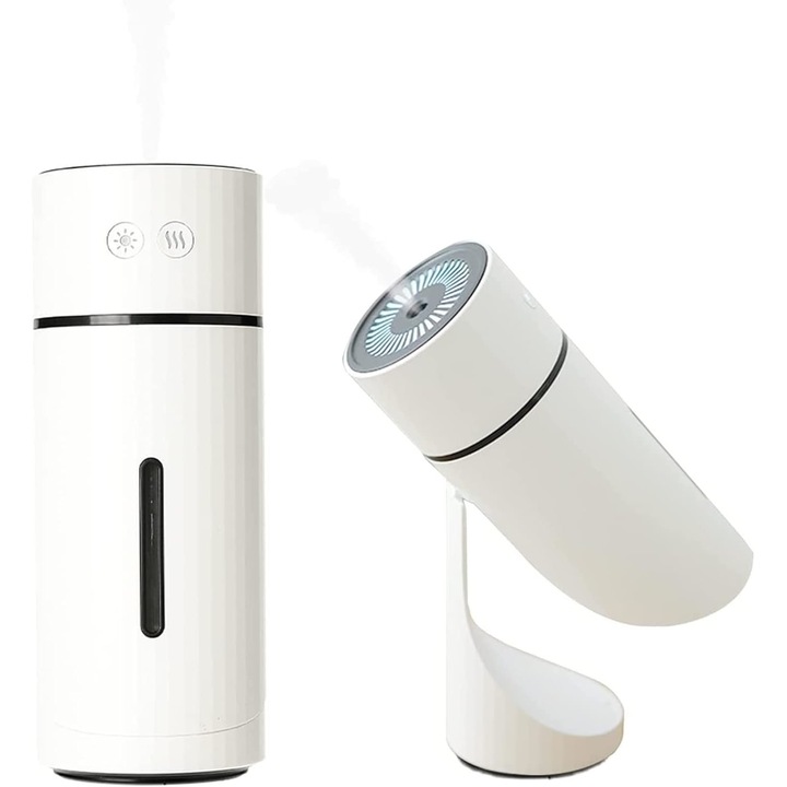 Акумулаторен преносим овлажнител Trendmark, регулируем ъгъл, 260 мл резервоар за вода, USB C захранване, 7-цветни светодиоди, автоматично изключване, 8-часова автономност