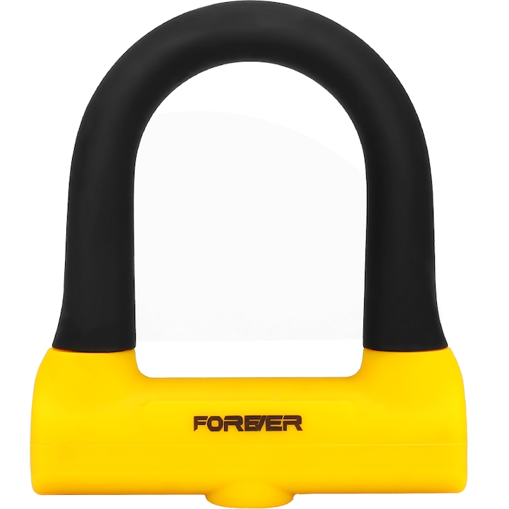 Lopásgátló U Lock Forever, 14 mm vastag, kulcsos zárrendszer, fekete/sárga