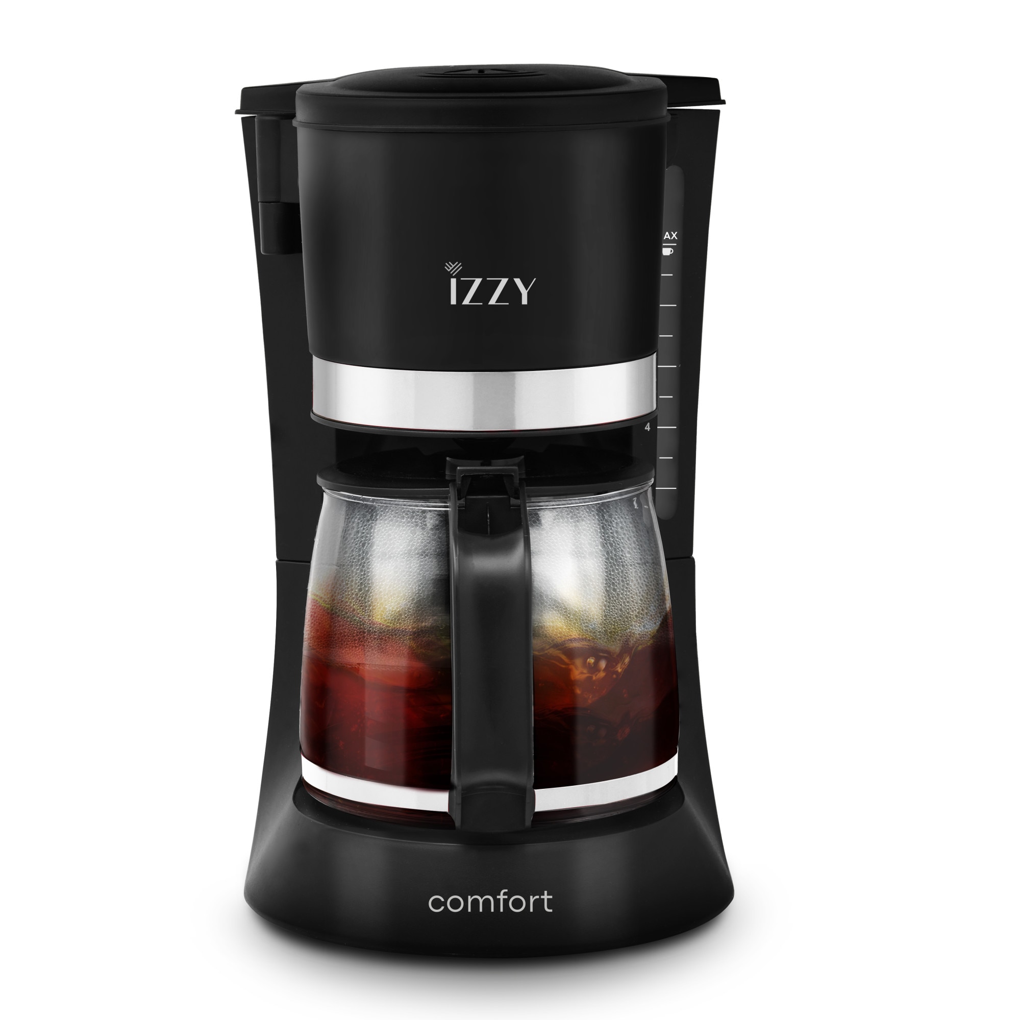 Filtru de cafea Comfort, Izzy, Negru cu detalii inox, 1.25 L, 900 W, negru/inox