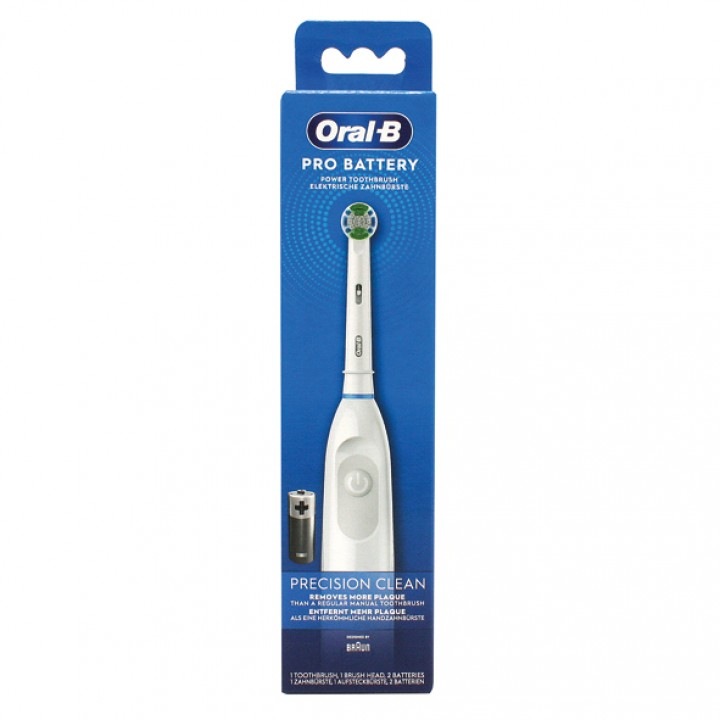 Periuta de dinti electrica cu baterie ORAL-B Pro Baterry, Precision Clean, alb, cap rezerva, baterii incluse
