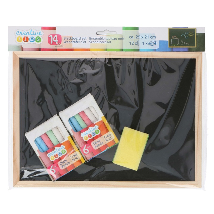 Tabla De desen Creativa Pentru Copii Cu Burete Si Creta (29 x 21 cm)
