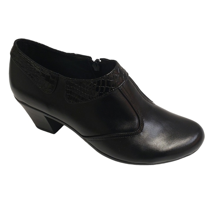 Botine dama scurte din piele naturala Dona, Negru