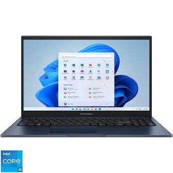 Laptop ASUS Vivobook 15 A1504ZA cu procesor Intel Core i5-1235U pana la 4.4 GHz, 15.6'', Full HD, IPS, Touch, 16GB, 1TB SSD, Intel Iris Xe Graphics, Windows 11 Home, Quiet Blue