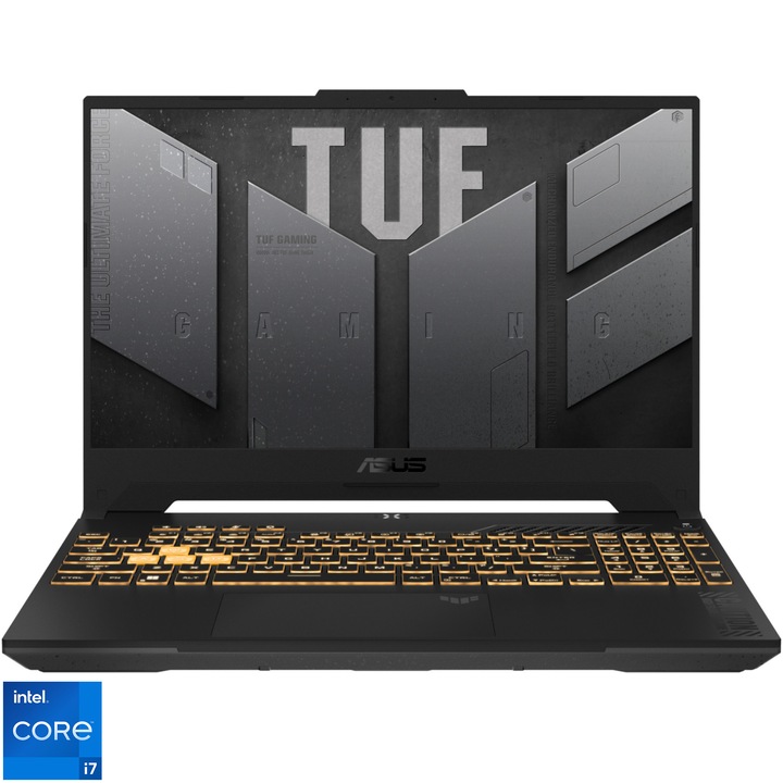 Laptop Gaming ASUS TUF F15 FX507VU4 cu procesor Intel® Core™ i7-13700H pana la 5.0 GHz, 15.6", Full HD, IPS, 144Hz, 16GB, 512GB SSD, NVIDIA® GeForce RTX™ 4050 6GB GDDR6, No OS, Jaeger Gray