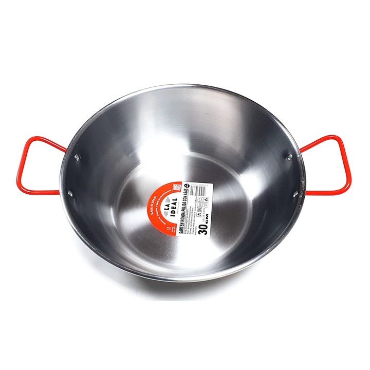 Tigaie adanca pentru prajit, 2 manere, otel lustruit, 30 cm, 4.25 litri, La Ideal, Garcima, GRC10330