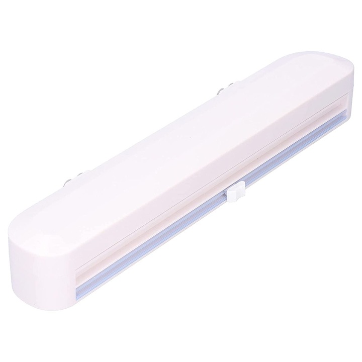 Dispenser folie alimentara, UBX, plastic si otel inoxidabil, 37x5x6.5 cm, alb