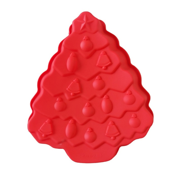 Forma silicon pentru Turta dulce sau Placinta, Brad de Craciun, Rosu, 34 cm, 524COF