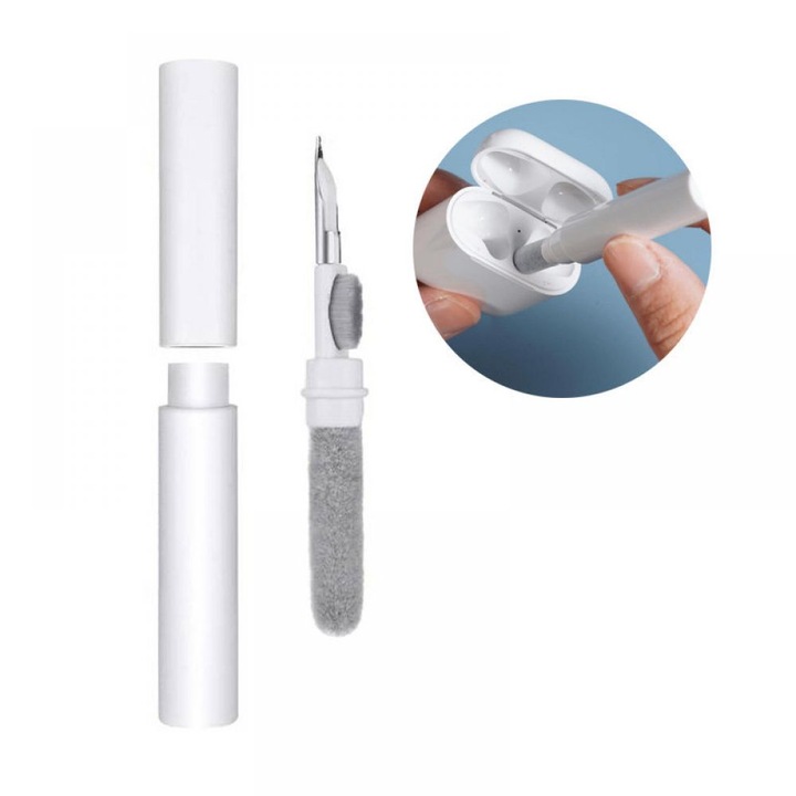 Kit de Curatare pentru AirPods, Earbuds, Casti Wireless, Smartphone, Aparat Foto, Tastatura, Alb