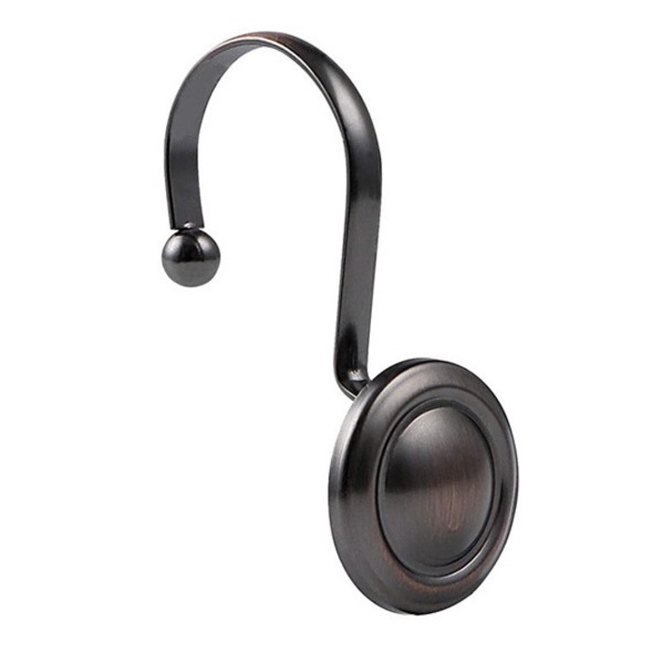 Set 12 carlige pentru perdea de dus, Sunmostar, Metal, Negru