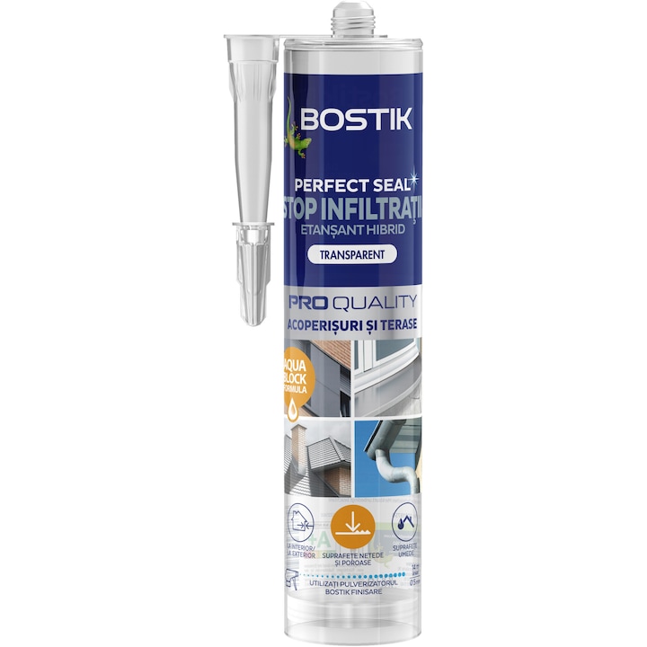 Универсално лепило-уплътнител за интериор и екстериор Bostik Perfect Seal, 290 ml, Прозрачен