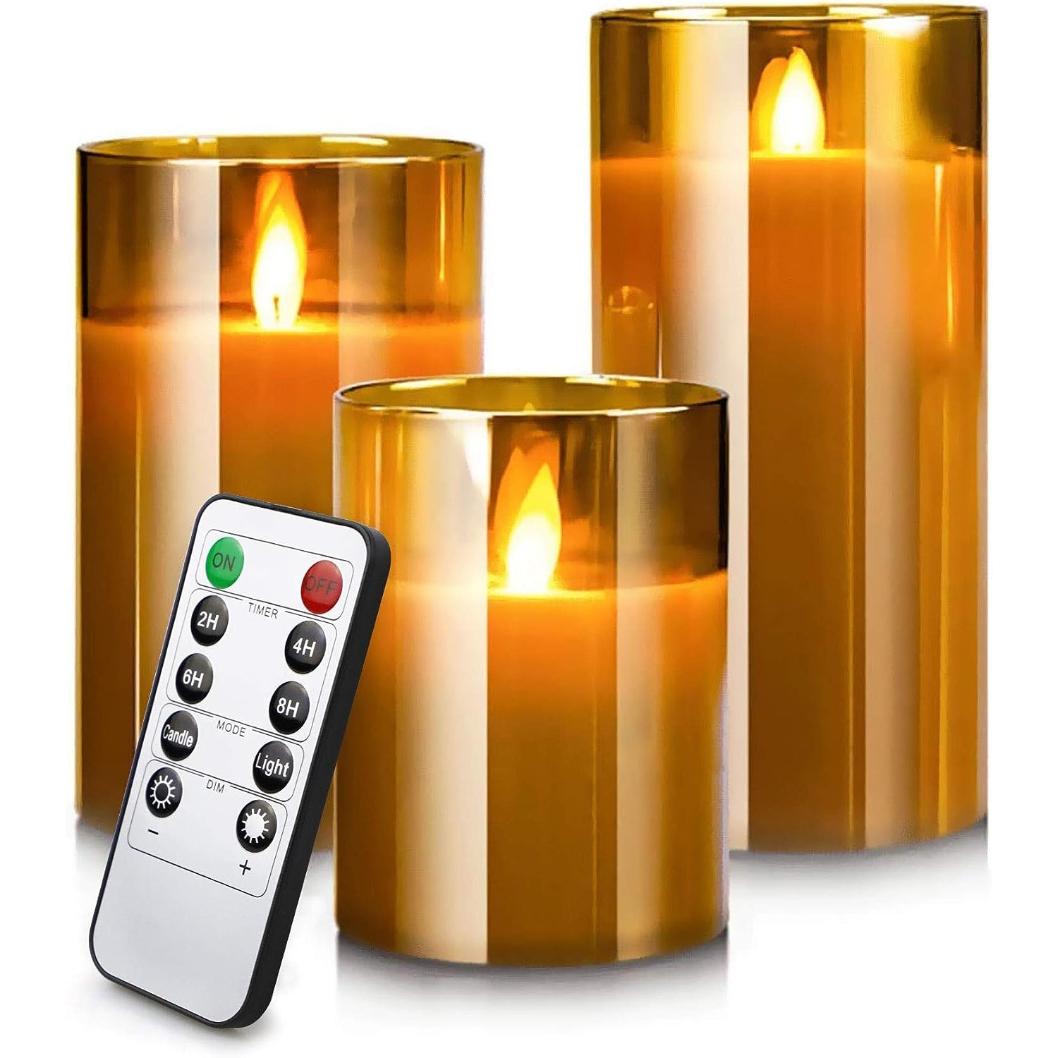 Set 3 lumanari/candele decorative cu LED, telecomanda, 12 culori iluminare