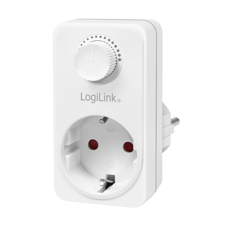 Адаптер за контакт LogiLink PA0151, Функция за регулиране на светлината, 1 гнездо, LED индикатор, IP20, Бял